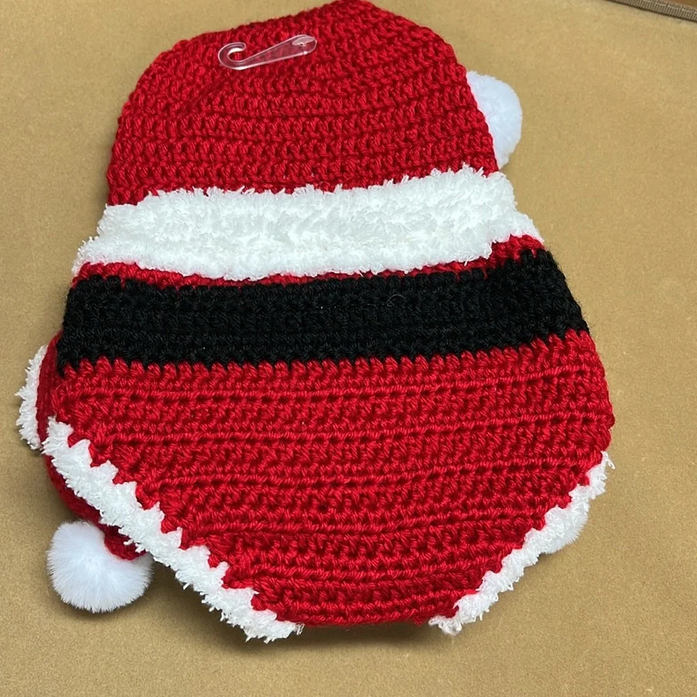 So 'Dorable Hand Crocheted With Faux Fur Trim 3 Piece Christmas Ensemble 0-6 M